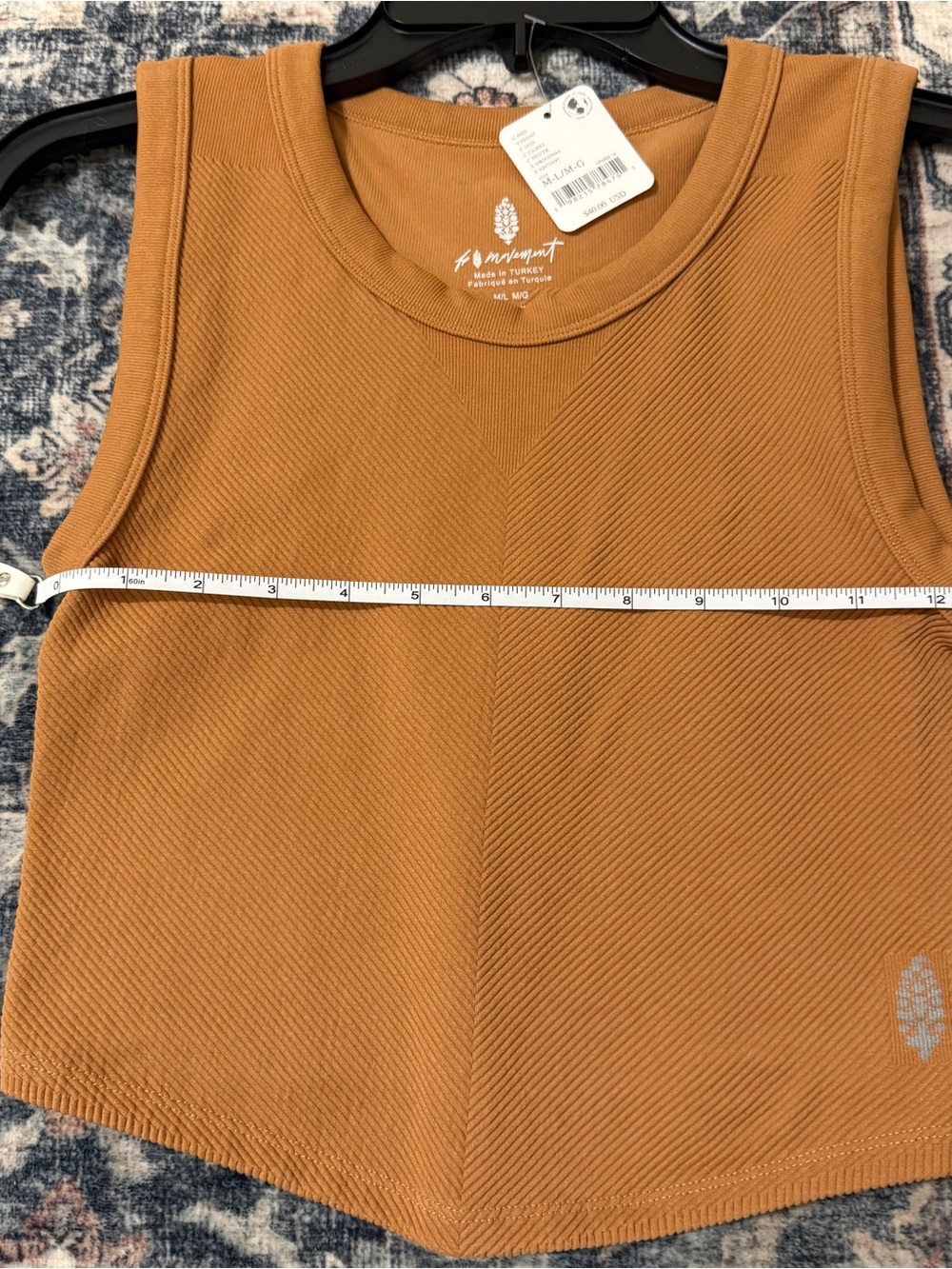 🦋 Free People| NWT FP Movement Ribbed Cropped Tank Top Camel M/L - Picture 5 of 7